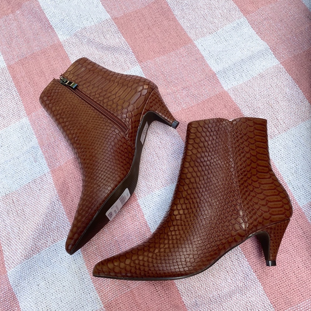 Snake Embossed Pointy Toe Ankle Boot - Picture 4 of 4